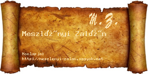 Meszlényi Zalán névjegykártya